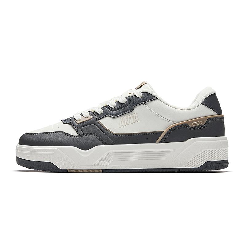 New Anta C37 Series Abrasion Resistant Height Increasing Low Top Skateboard Shoes Men's White Black 112538022-6