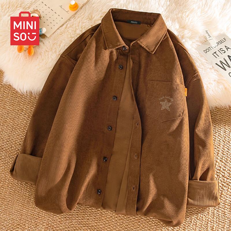 MINISO Men's Corduroy Long Sleeve Shirt Jacket