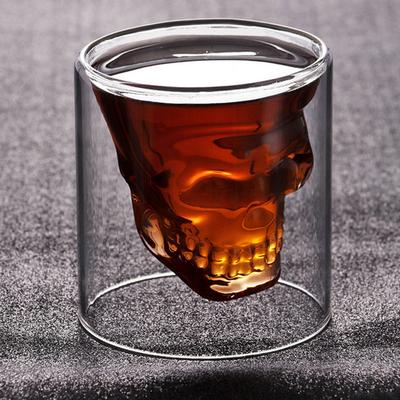25ml Transparent Crystal Skull Head Glass Cup Bar Club Fashion Double Layer Wine Glass