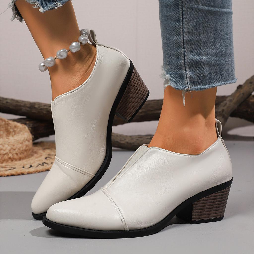 Scarpe elastiche a punta western con tacco spesso taglia grande Chelsea piccole scarpe in pelle Capodanno