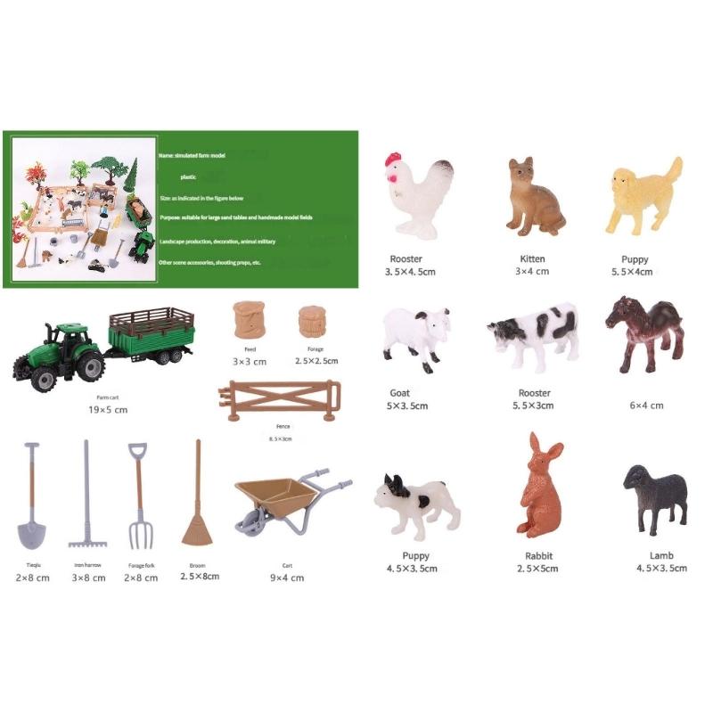 Farm Educational Toy Set 49PCS Including Minaiture Character Animal Models And Gardening Tool Plant Accessories