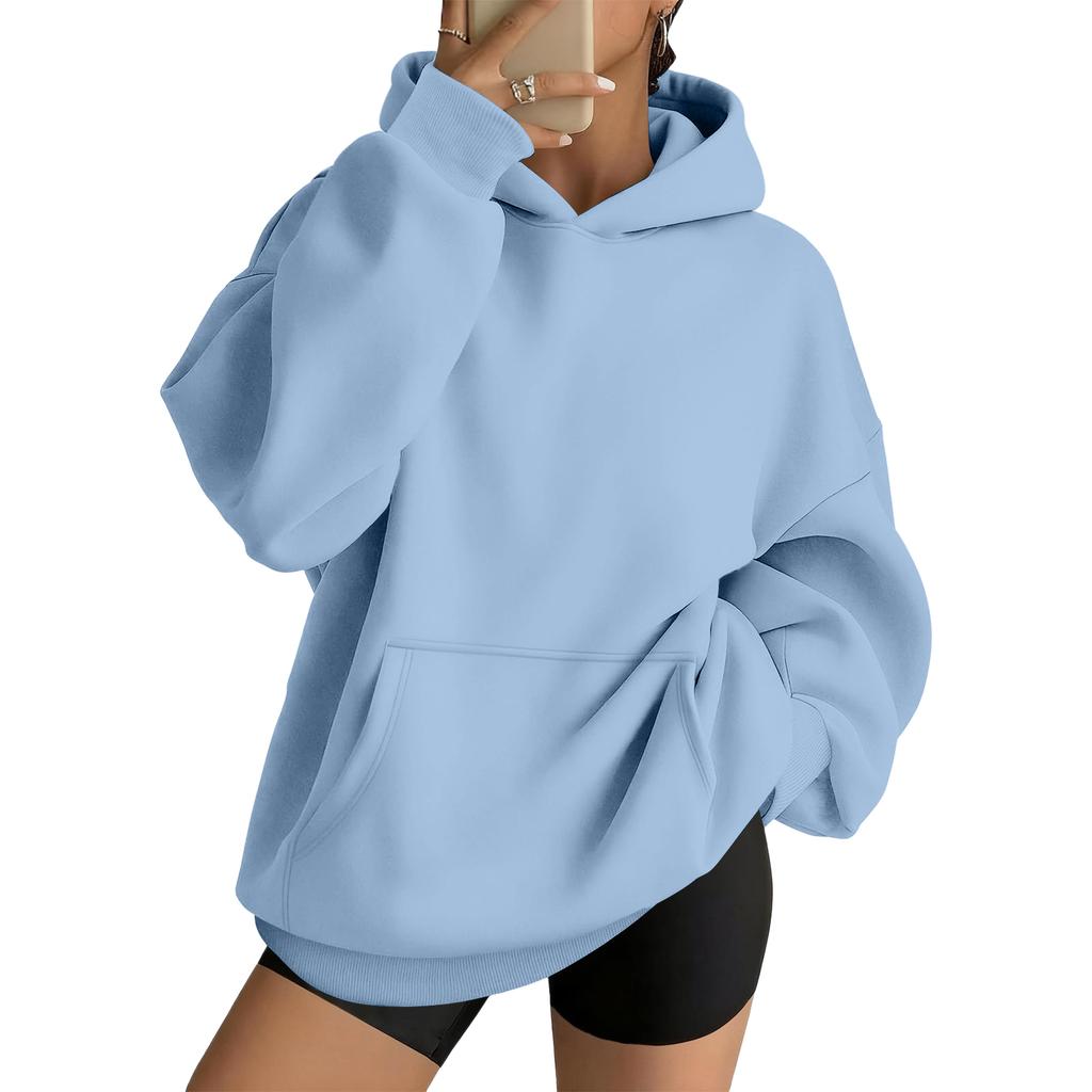 Women's Casual Loose Fit Hoodie with Drop Shoulder and Long Sleeves Pullover Sweatshirt