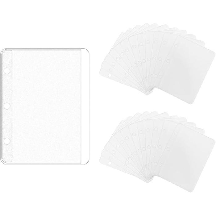 NatSumeBasics 24 A6 Binder Pockets, Cash Envelopes, 3.5  x 6.5  Frost Sleeves Sheet Protector, 6 Rings Binder Sleeve for Organizer, Photos Cards Mini Binder Pockets