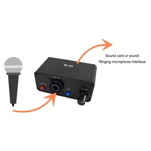 High-Gain Microphone Preamp with 48V Phantom Power, 27dB XLR Output, and 6.5mm Single-Ended Input with 22dB Gain, for Dynamic and Condenser Microphone