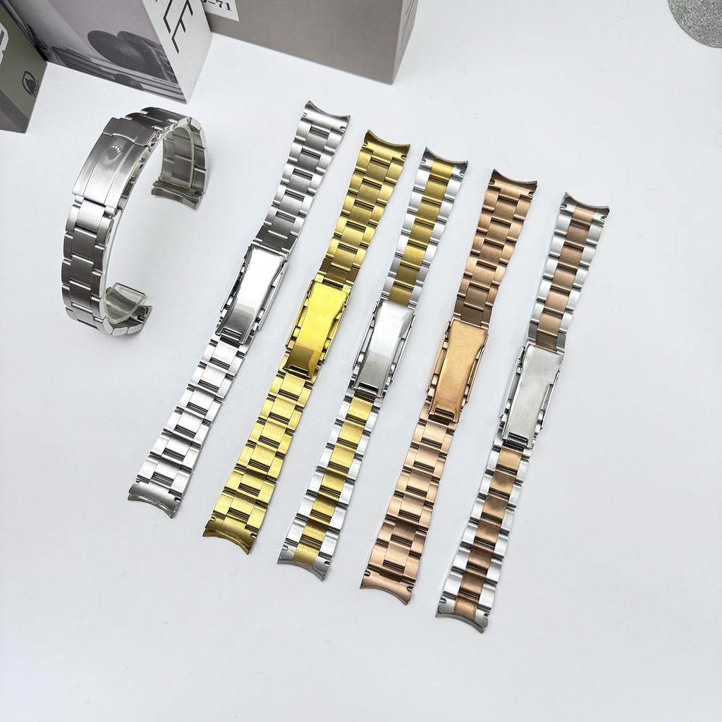 Boogvormige Roestvrijstalen Horlogeband voor Rolex Submariner, Datejust, Oyster Perpetual, Daytona - Past op 20mm & 21mm