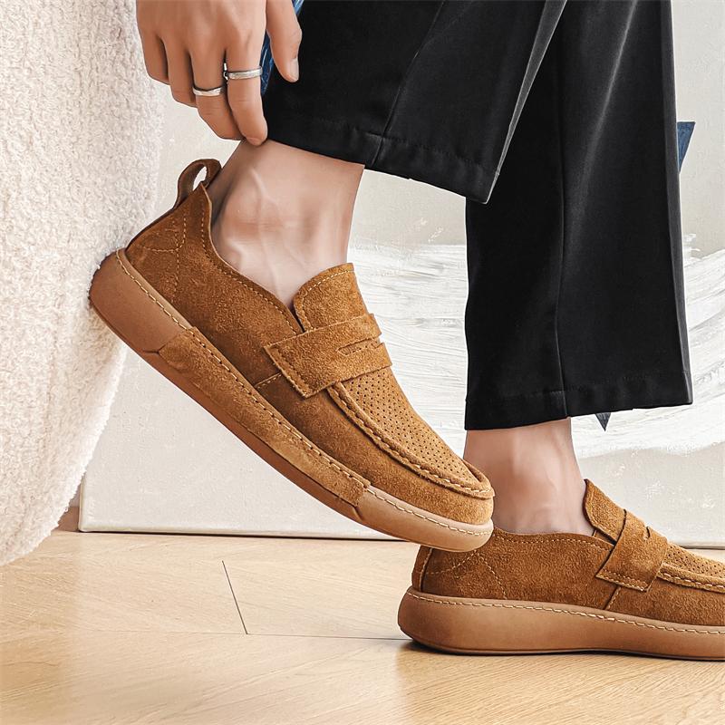 2024 г. Мужские повседневные дышащие туфли из натуральной кожи с ручной строчкой — фото 4