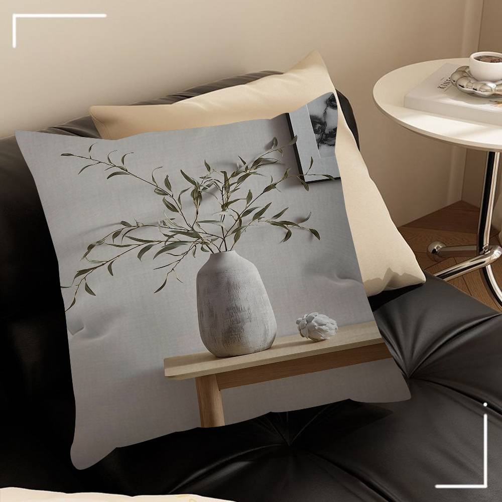Chic Olive Tree In Vase Canvas Art Pillow Cushion Cover Pillowcase Living Room Sofa Home Decor Customized