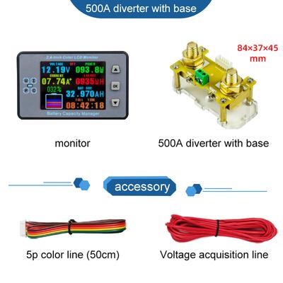 2.4 inch Kleuren LCD Scherm Coulometer Spanning Stroom Capaciteit Meter Elektrische Auto RV Batterij