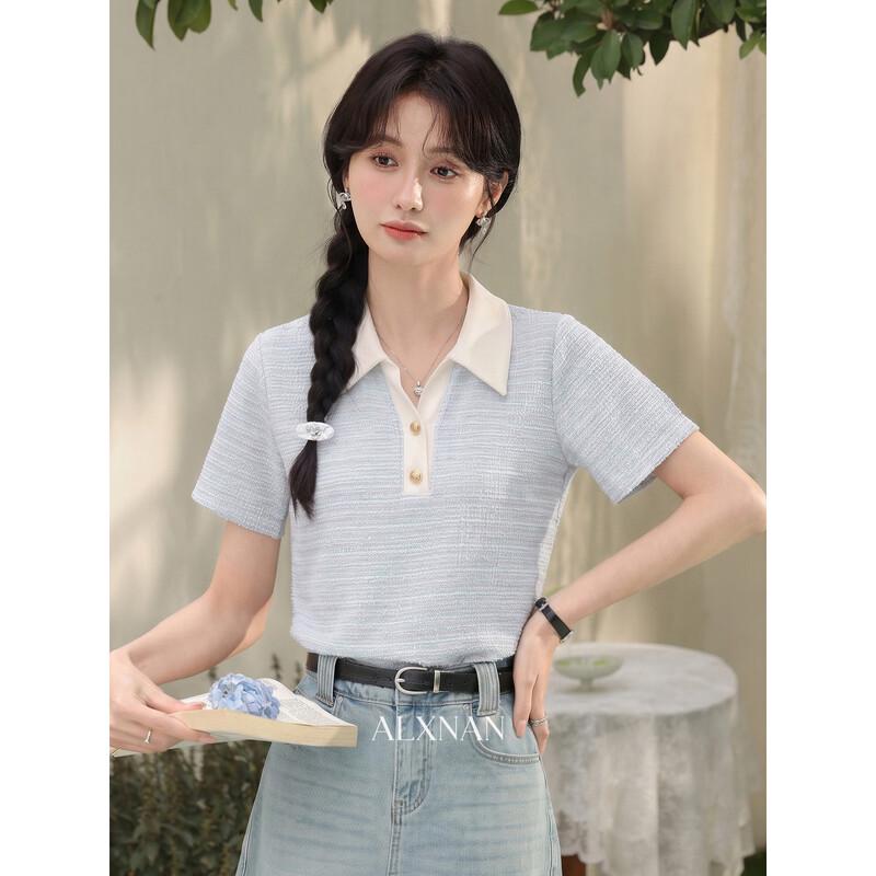 Lu Xiangnan Breeze Walk Women s Blue Polo T-shirt M