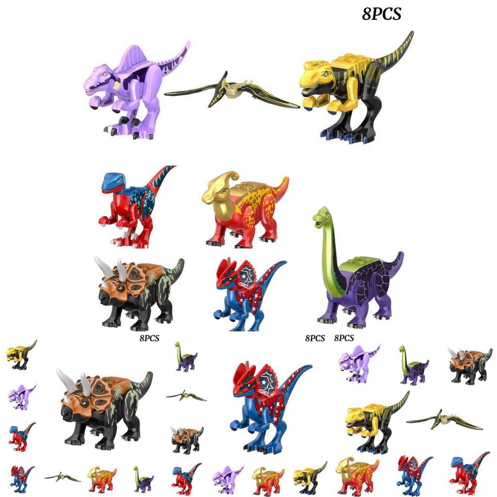 Bunte Jurassische Beutel-Dinosaurier Bausteine 8 Sorten Intelligentes Spielzeug