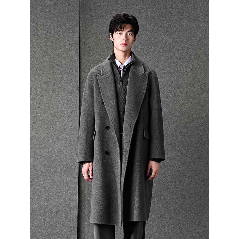 GXG Men's Tencel Wool Double-Breasted Overcoat