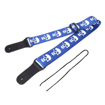 Gitarrengurt Akustik E-Gitarre Bass Ukulele Gurt Verstellbar Totenkopfmuster Lederkopf Blau