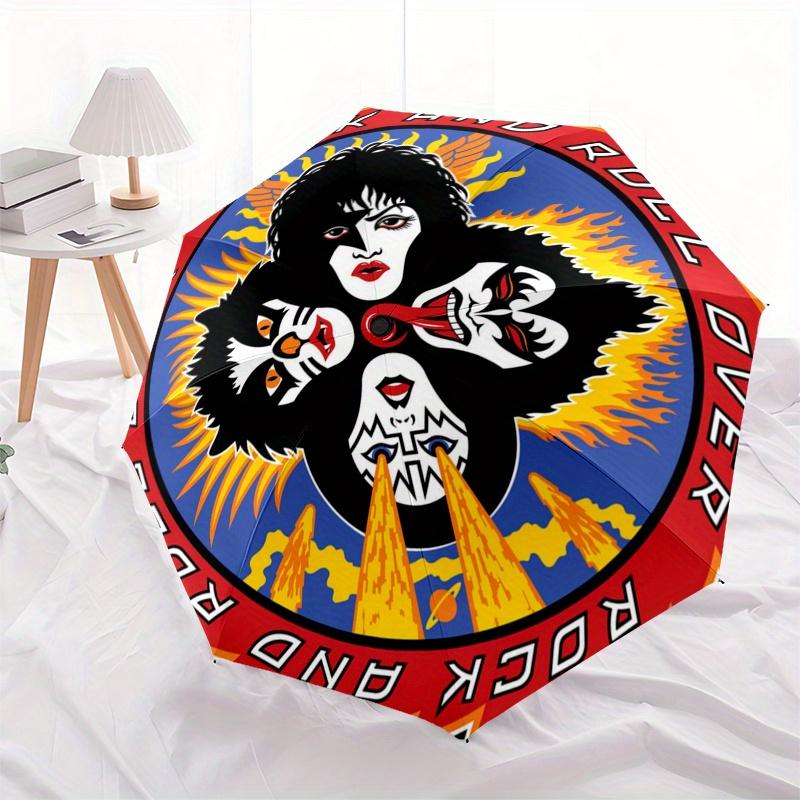 "Rock and Roll Over" Band T Shirt  Official Merchandise Umbrella, Portable 3 Fold Compact Umbrella for Men & Women,S254