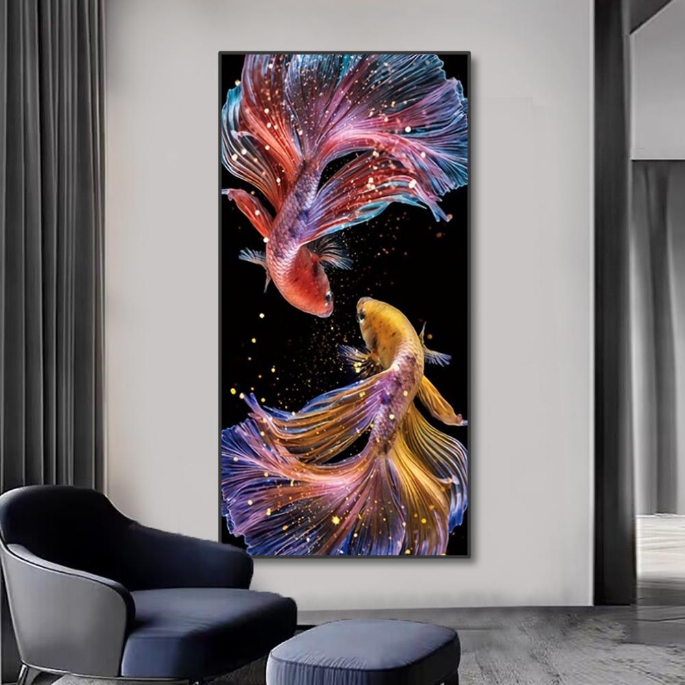 Abstract Koi Canvas Painting Wall Art Fish Posters And Prints Carp Pictures For Living Room Decor