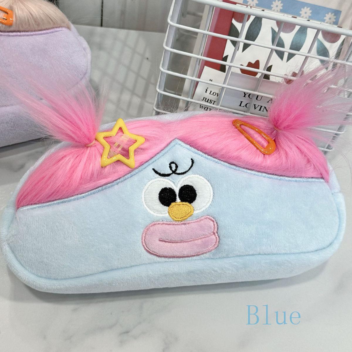 

Funny fried hair girl pencil case ugly cute large-capacity desktop stationery storage bag student stationery box plush storage bag