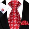 Red Striped Paisley Solid Floral Wedding 8CM Tie For Men Design Mens Necktie Hanky Cufflink Set For Daily Wear Business Party