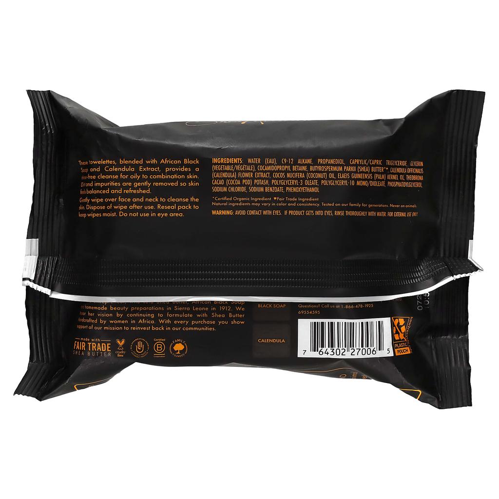 African Black Soap, Clarifying Facial Wipes, 30 Count