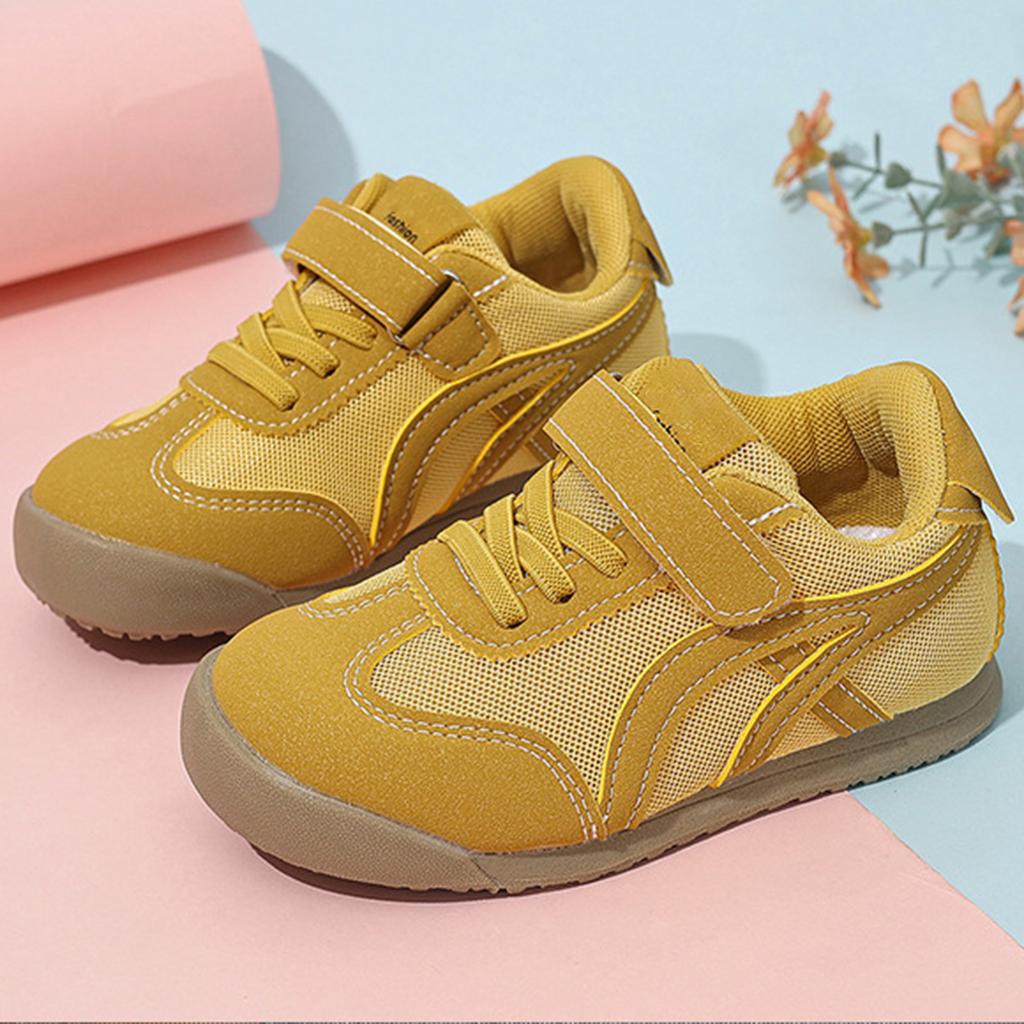 Kids Soft Sole Casual Shoes Lightweight Breathable Mesh Upper Non Slip Comfortable Fit Adjustable Strap and Lace Closure Toddler Sneakers