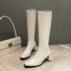 Women's High-heeled Boots Autumn and Winter New Thick-heeled Solid-color Large-size Simple Medium Boots