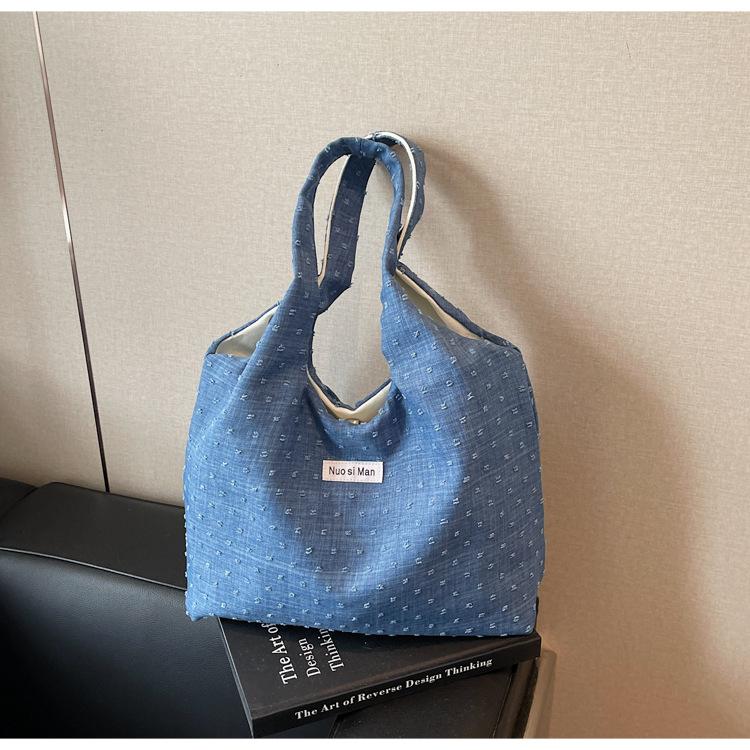 

Модная и практичная сумка-тоут большой вместимости, женская летняя новинка, холщовая сумка для通勤, простая наплечная женская сумка синий