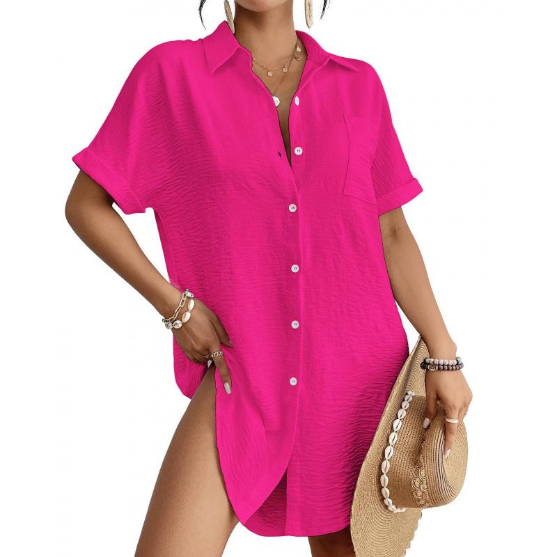 2026 Spring/Summer Casual Women's Loose Pocket Lapel Shirt
