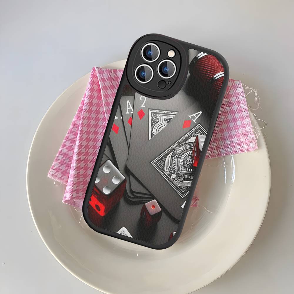 

Poker Pattern Game For IPhone 16 15 14 16E 13 12 11 Pro Max Plus Phone Leather Case iphone 13promax