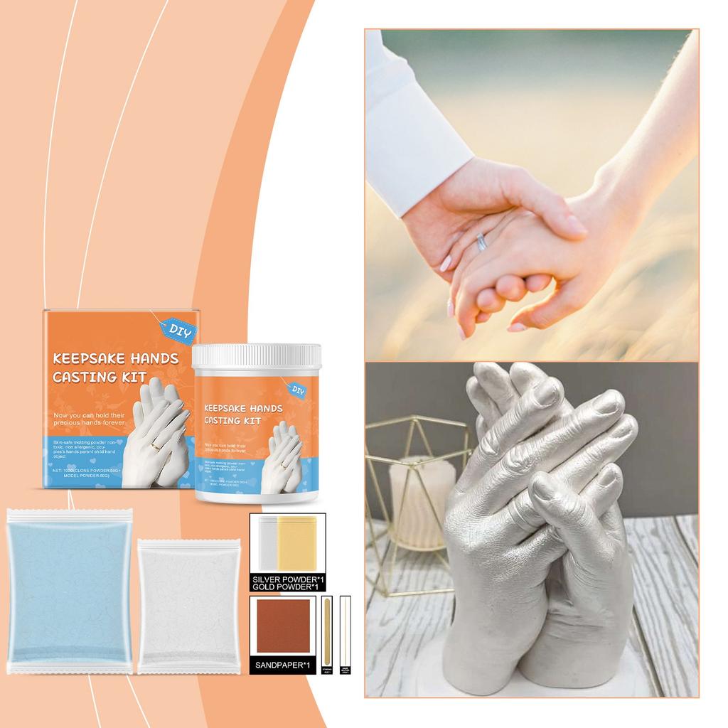 3D Hände Gussform 50g Set Klonpulver Modellpulver Valentinstag Paar Handmodell Baby 3D DIY Hand Fußabdruck Modell Set