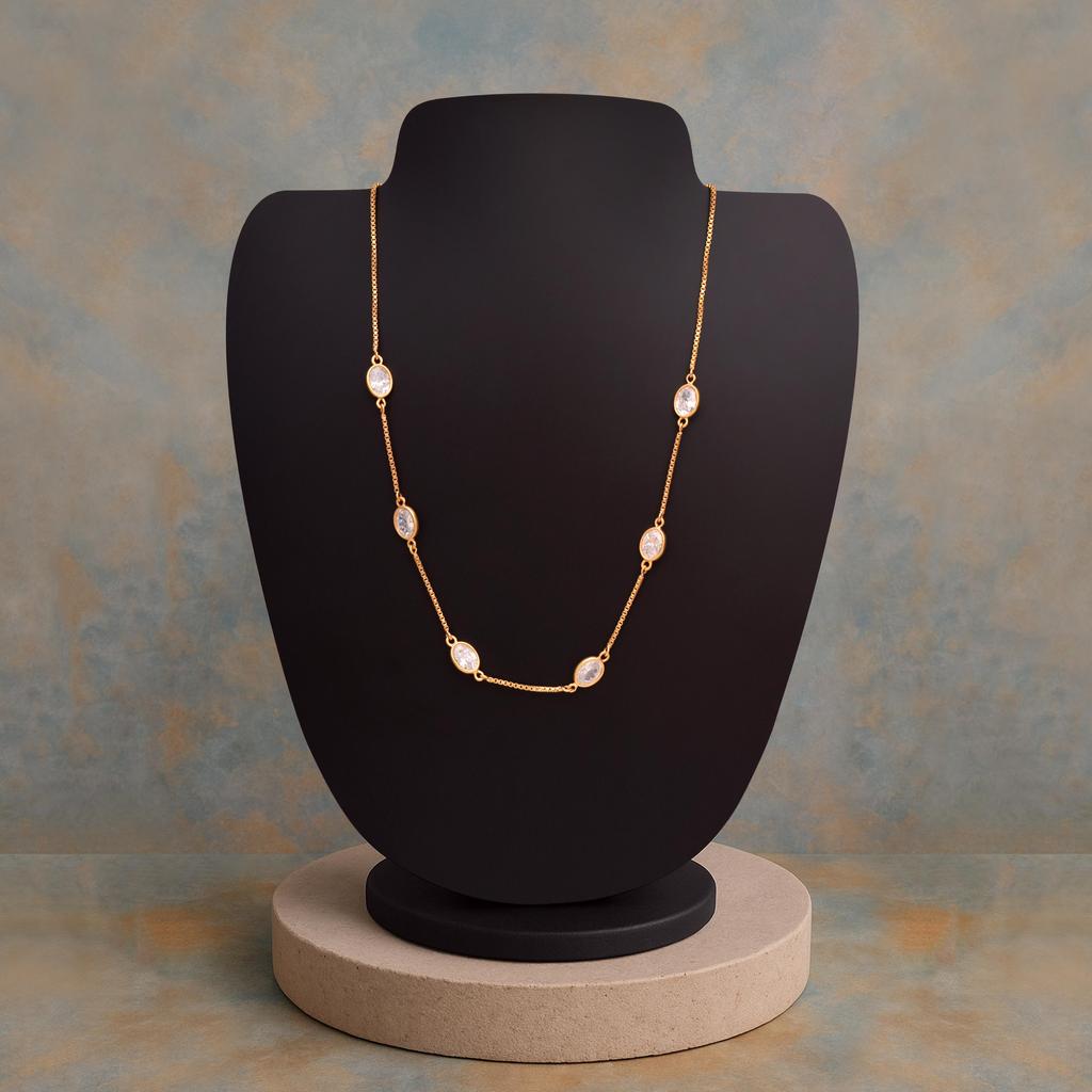 Collar Estación Chapado en Oro con Circonita Cúbica Blanca - Plata de Ley 925