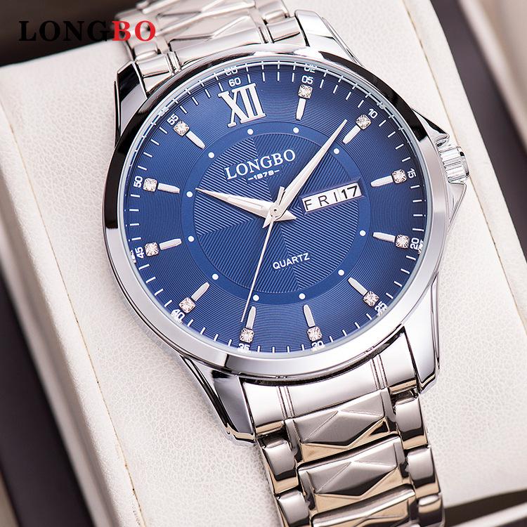 

Longbo Men s Waterproof Luminous Korean Style Quartz Wristwatch with Double Calendar