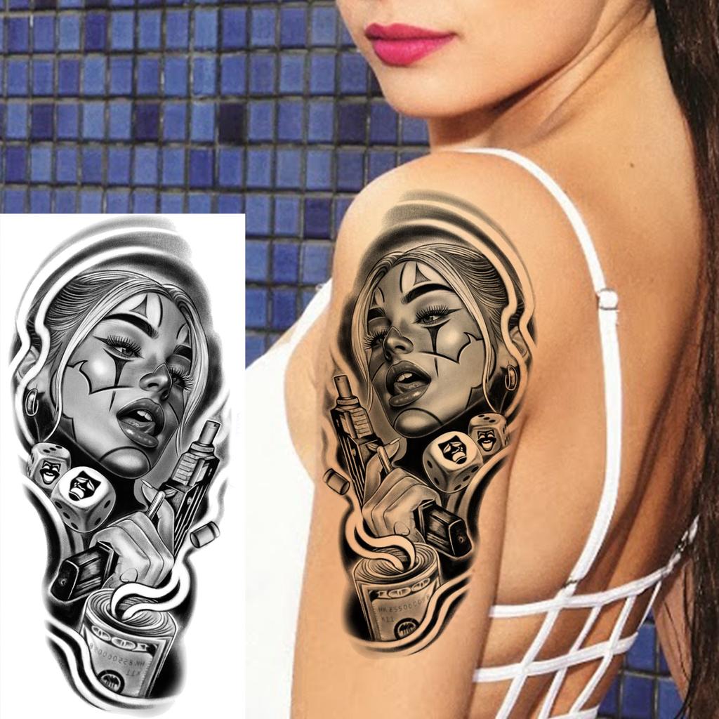 1 Sheet Full Arm Robber Gangster Temporary Tattoos For Men Women Waterproof  Tatoo Sleeve Realistic Bad Guy Fake Tattoos Sticker