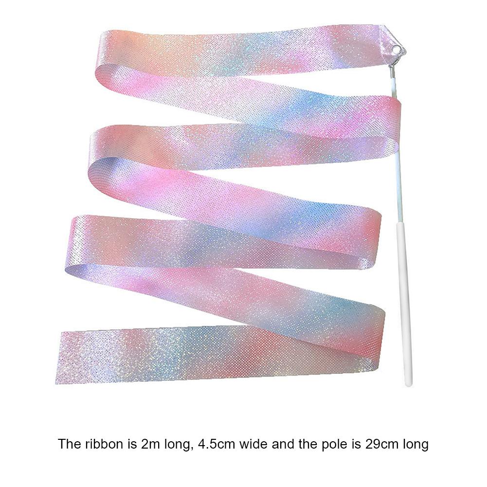 2/4M Colorful Gymnastic Ribbon with Wand Sparkling Dance Ribbon Multifunction Twirling Ribbon Streamer Aesthetic for Kids Girls