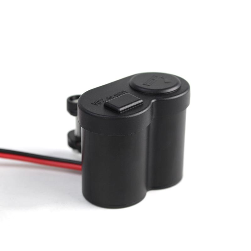 

12-24 В гнездо для зарядки мотоцикла с USB-портом и водонепроницаемой крышкой - автомобильный адаптер для зарядки телефона, GPS Charger Only чёрный