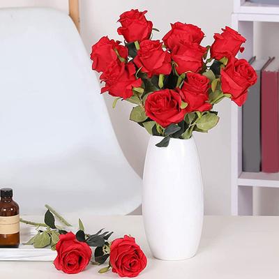 10pcs Artificial Flowers Rose Flower Branch Artificial Red Roses Realistic Fake Rose Bouquet Table Decoration Wedding Home Decor