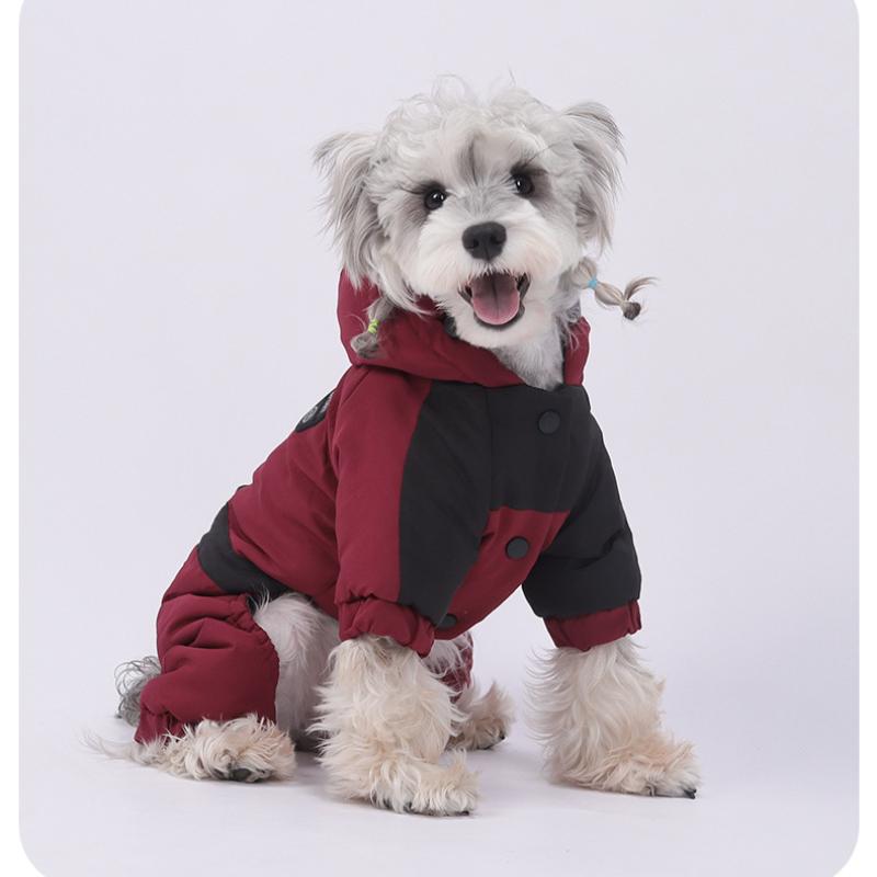 Autumn and Winter New Pet Dog Dog Clothes Teddy Than Bear Puppy Outdoor Four-legged Cotton-padded Clothes Warm Cotton-padded Clothes Hooded Sweater