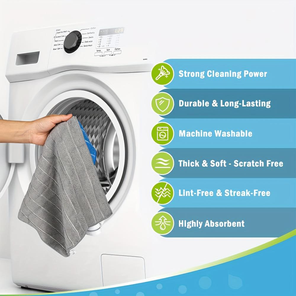 Extra-Thick Super Absorbent Microfiber Kitchen Towels - Rapidly Suck Up Liquids with Stylish Gray & White Stripes