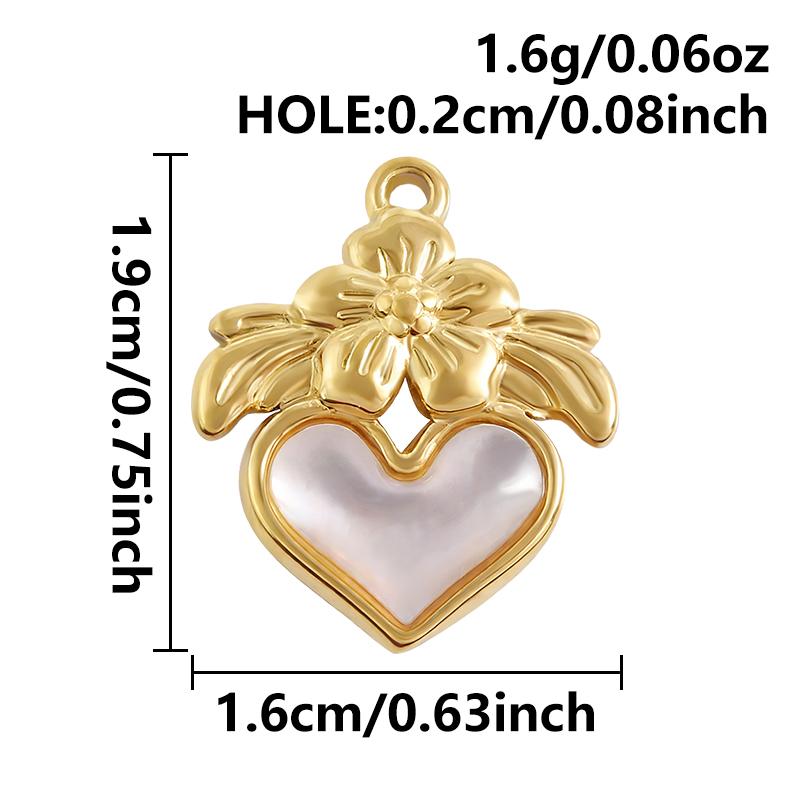 2pcs White Shell Oil Dripping Charm Real Gold Plated Love Round Water Droplet Stainless Steel Charms For Jewelry Making Supplies