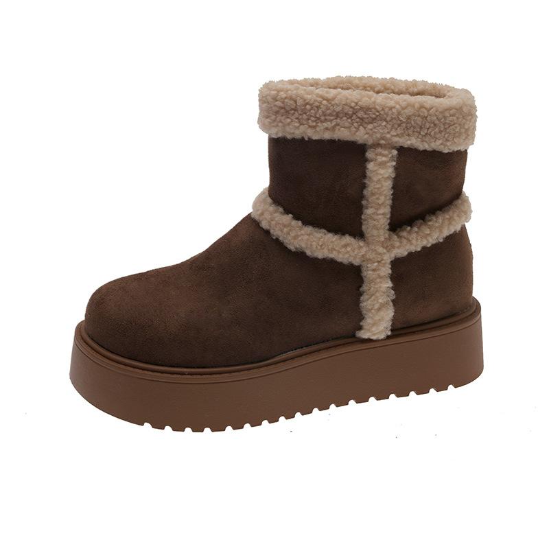 Women's Thick-soled One Foot Stirrup Mid-calf Winter Lightweight Warm Anti Cold Padded Snow Boots Non-slip Wear Casual Sneakers Cotton Boots