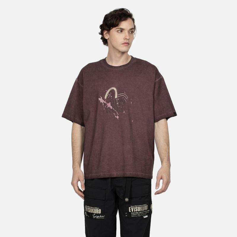 Evisu Aw23 Metallic Logo Print Letter Wide T-Shirt Men Tops 2EAGNM3TS5285BZCT