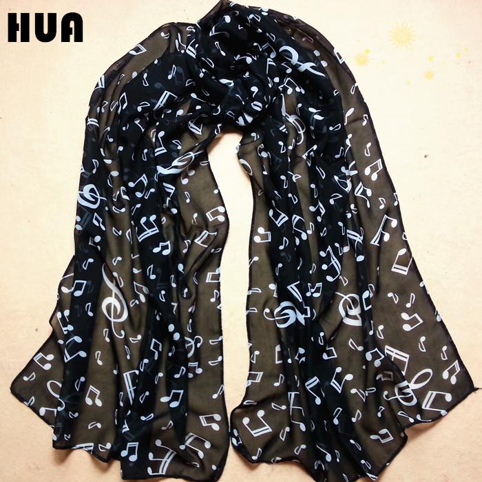 

1PC Женщины Леди Музыкальная нота Шифон Шея Шарф Шаль Глушитель Шарфы