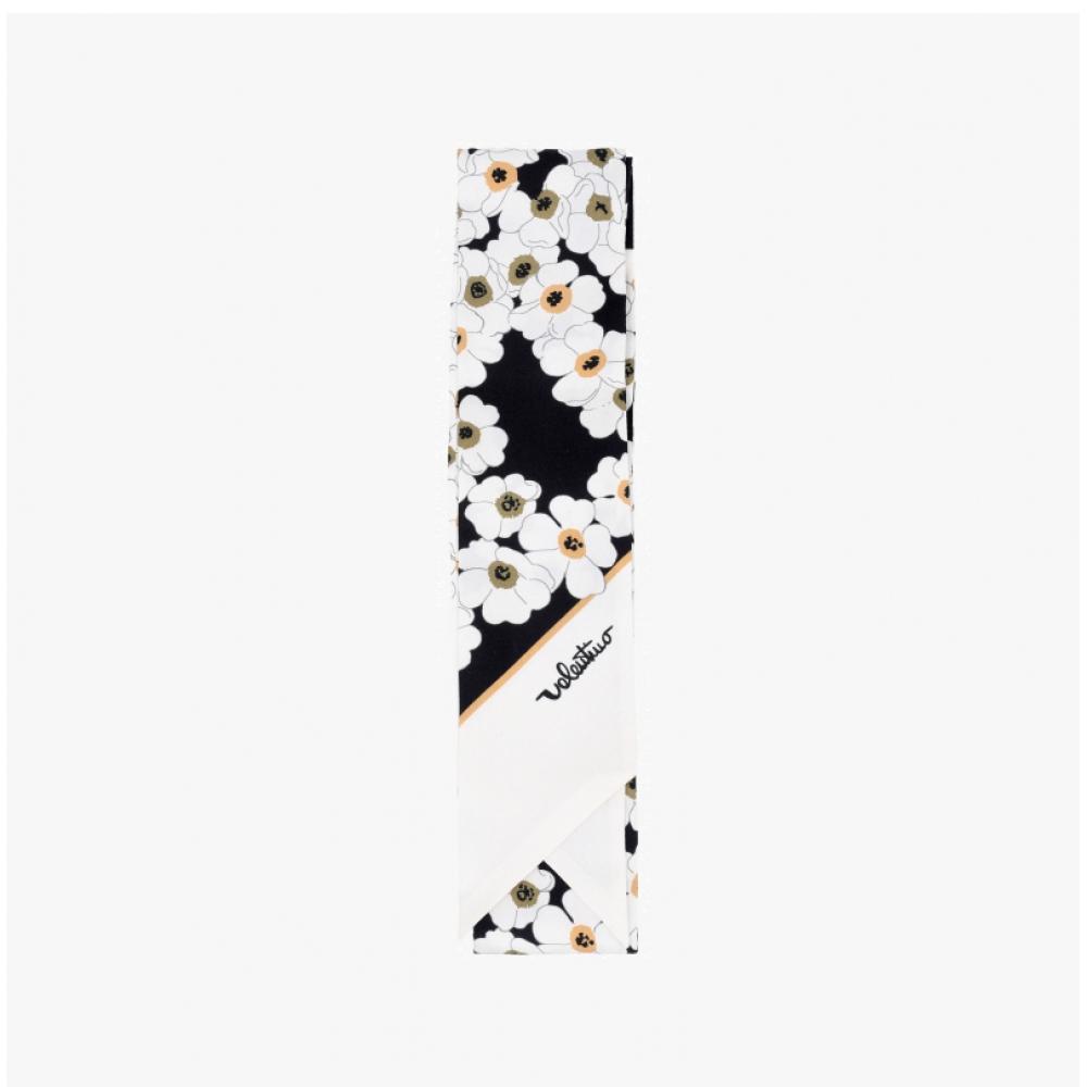 Valentino Floral Skinny Twill Silk Scarf E6017 Mig Cft