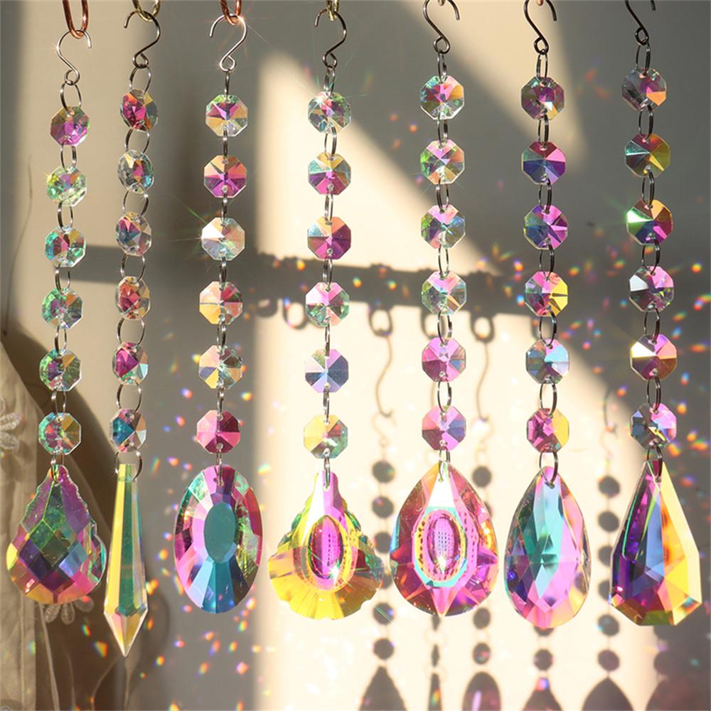 

1PCs Crystal Suncatcher AB Color Rainbow Chaser Curtain Pendant Sun Catcher Glass Prism Outdoor Window Home Garden Decor 2024
