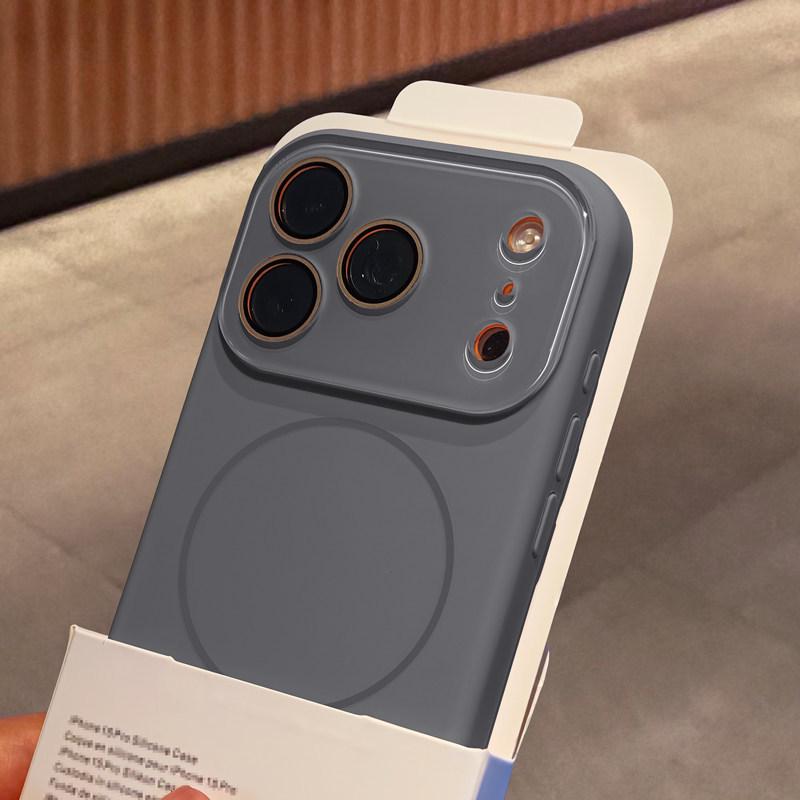 iPhone 17 Pro Max Liquid Silicone Magnetic Phone Case with Ring and Mirror Drop Protection