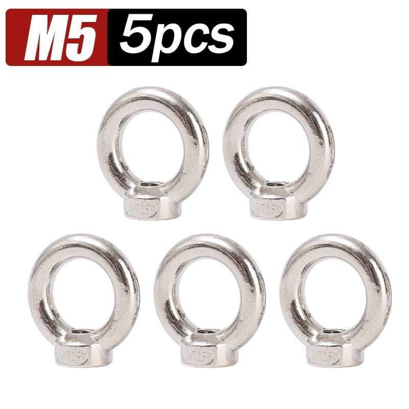 

5-20pcs M5/M6 Circular Lifting Ring Nuts Lifting Eye Threaded Nut Fastener Eyebolt Zinc Alloy Ring Hooking Nut Screws Tools