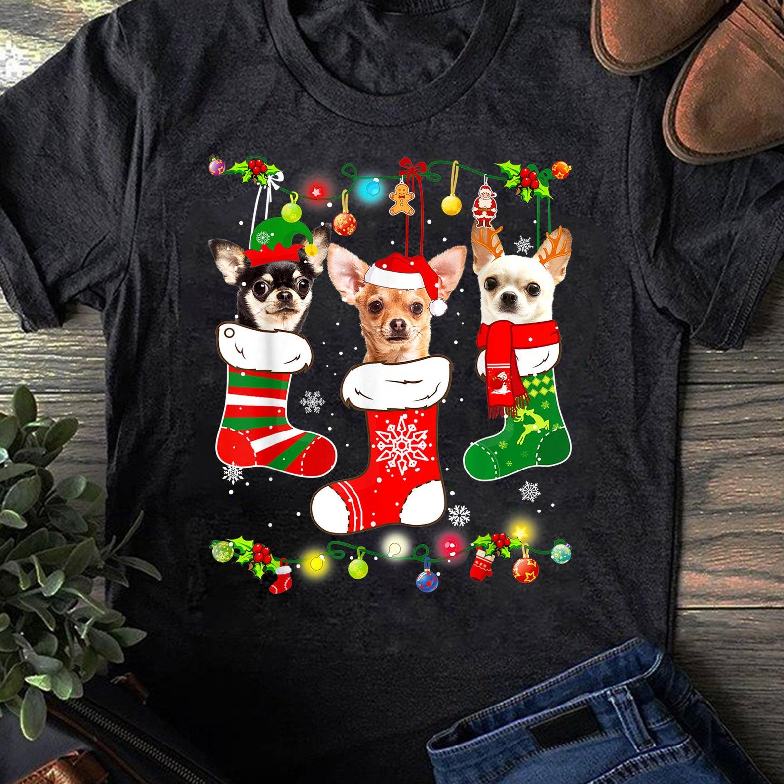 Chihuahua Christmas Lights Gift Funny Xmas Dog Lover T-Shirt - Chihuahua Shirt, Chihuahua Lover, Chihuahua Dog Mom, Chihuahua Funny M