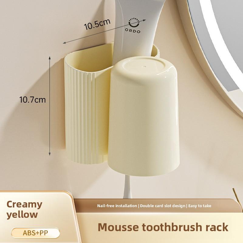 

Многофункциональная настенная простая полка для умывальника в ванной без отверстий светло-желтого