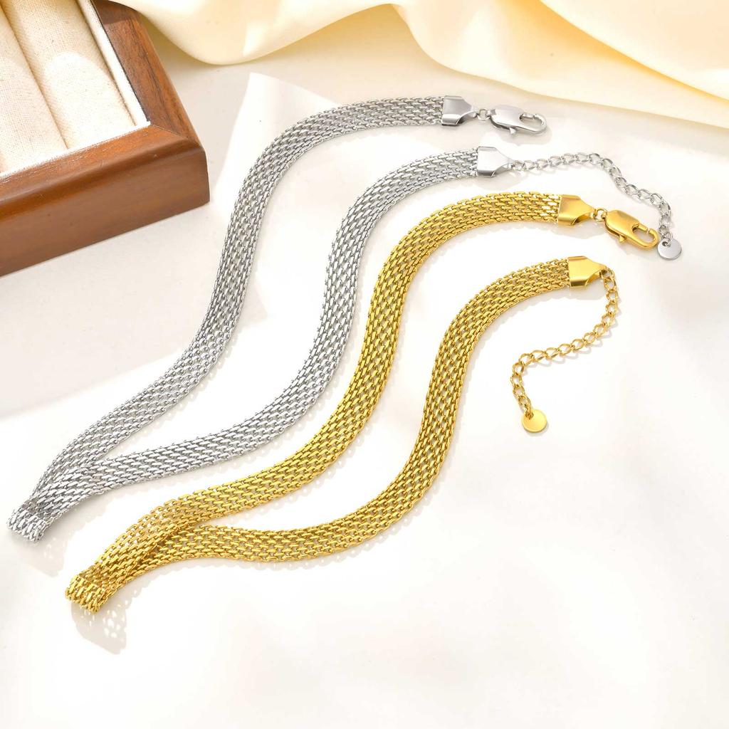 3/8mm Vintage Mesh Choker Necklace for Women,Stainless Steel Thick Chain Necklaces, Trendy Waterproof Jewelry Gift