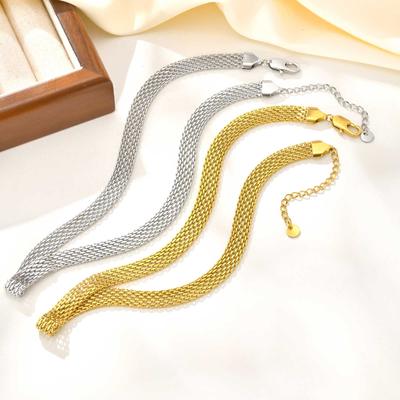 3/8mm Vintage Mesh Choker Necklace for Women,Stainless Steel Thick Chain Necklaces, Trendy Waterproof Jewelry Gift