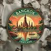 Vintage Bangkok Tin Sign Wat Xieng Thong Sunset Wall Art Decor