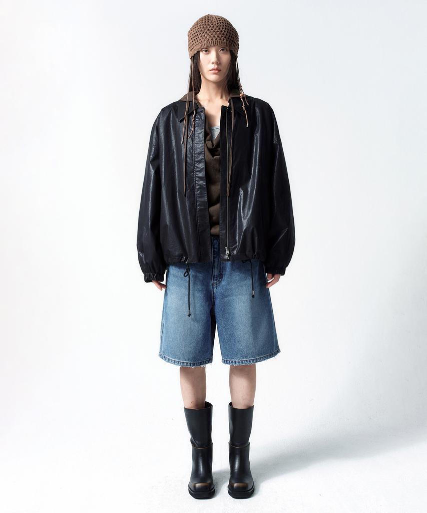 INSILENCE WOMEN [Calik] Wide Bermuda Denim Blue