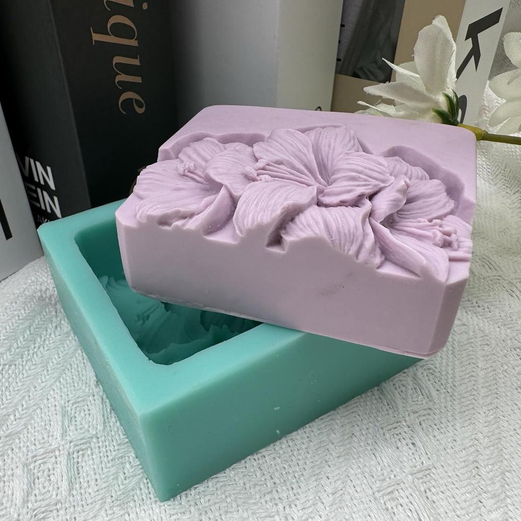 Lily Flower Soap Mold Pretty Flower Soap Silicone Mould for Handmade DIY Soap Making Lotion Bars Scented Candles Resin Crafts Aromatherapy Gypsum